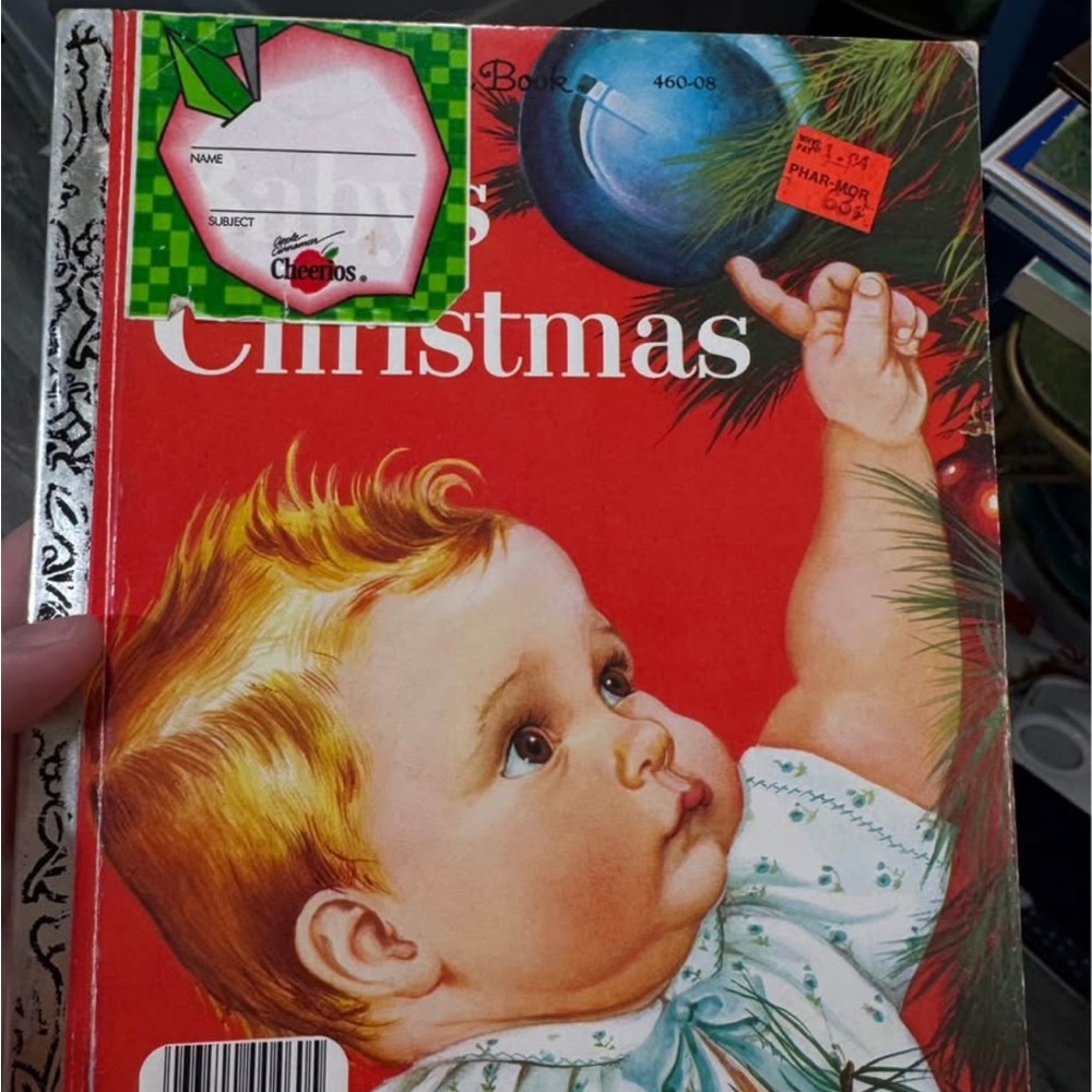 Vintage Christmas Book with Baby Illustration
